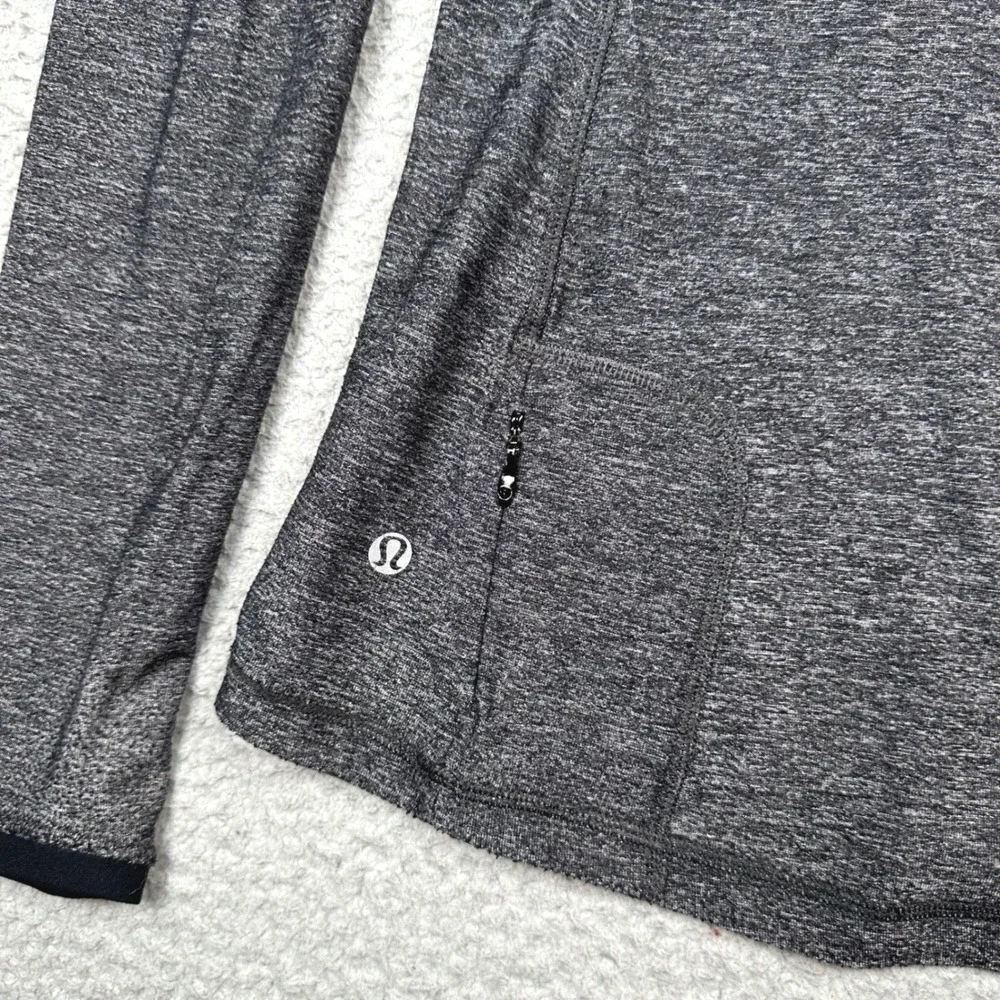 Lululemon Pace Pusher Top Women's 6 Heathered Black Mesh Long Sleeve Running